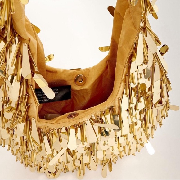 COPY - Teal Sequin and Beaded Bag, Cha-Cha Hobo Shoulder Bag, Handsewn NWT - Picture 7 of 7